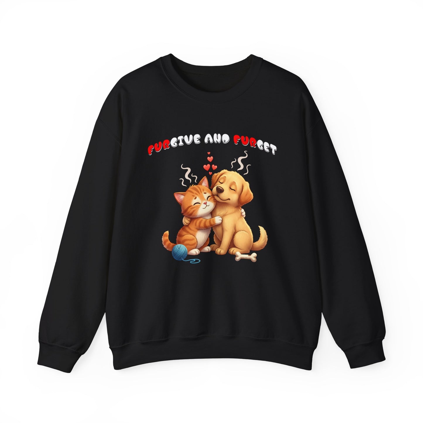 Furgive and Furget Funny Cat and Dog Crewneck Sweatshirt