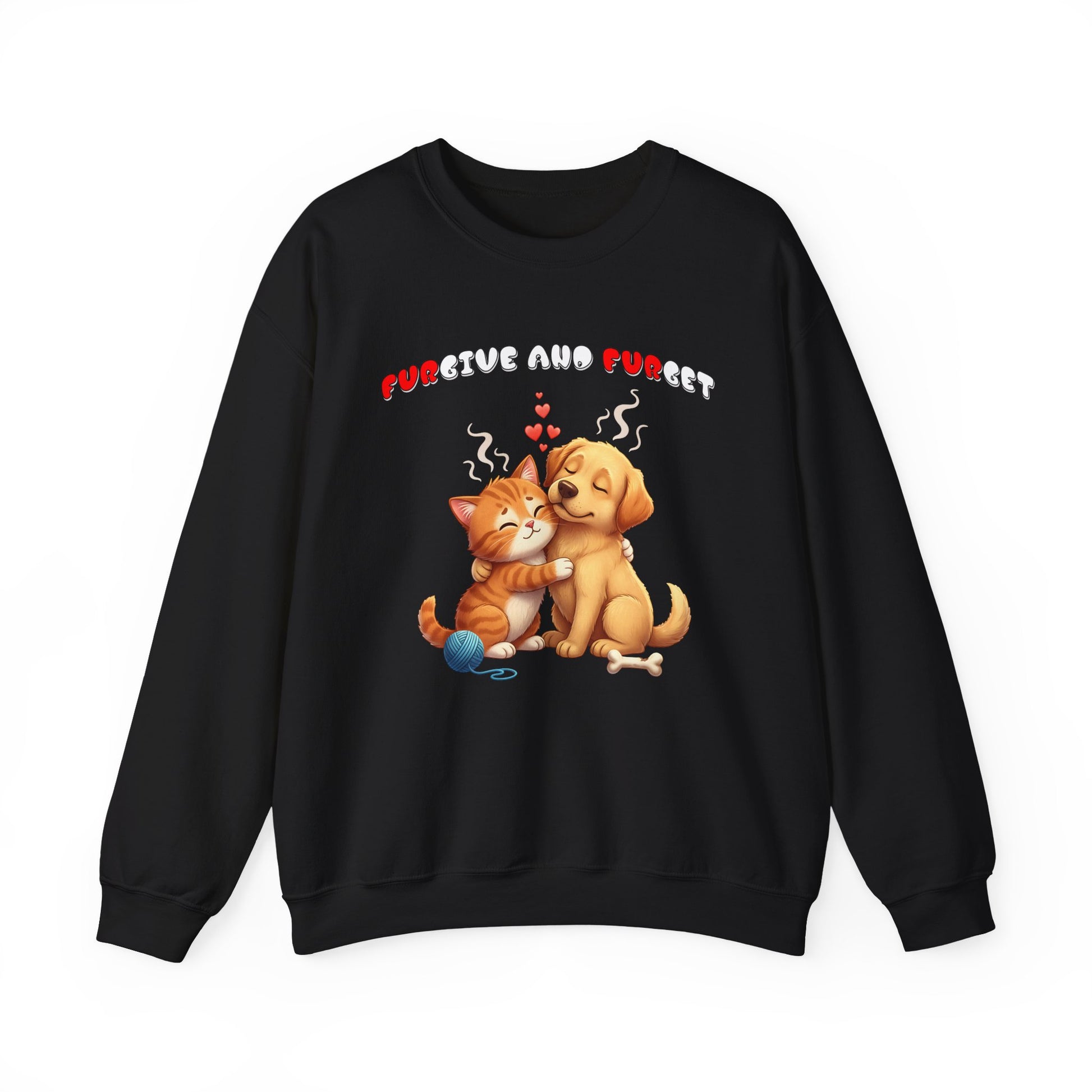 Furgive and Furget Funny Cat and Dog Crewneck Sweatshirt