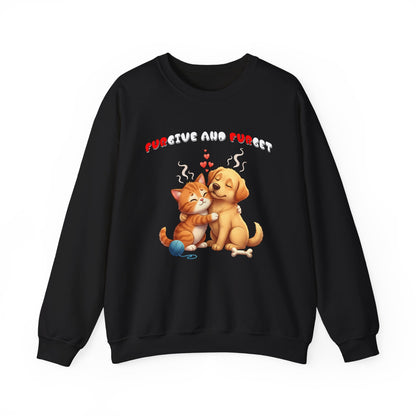 Furgive and Furget Funny Cat and Dog Crewneck Sweatshirt