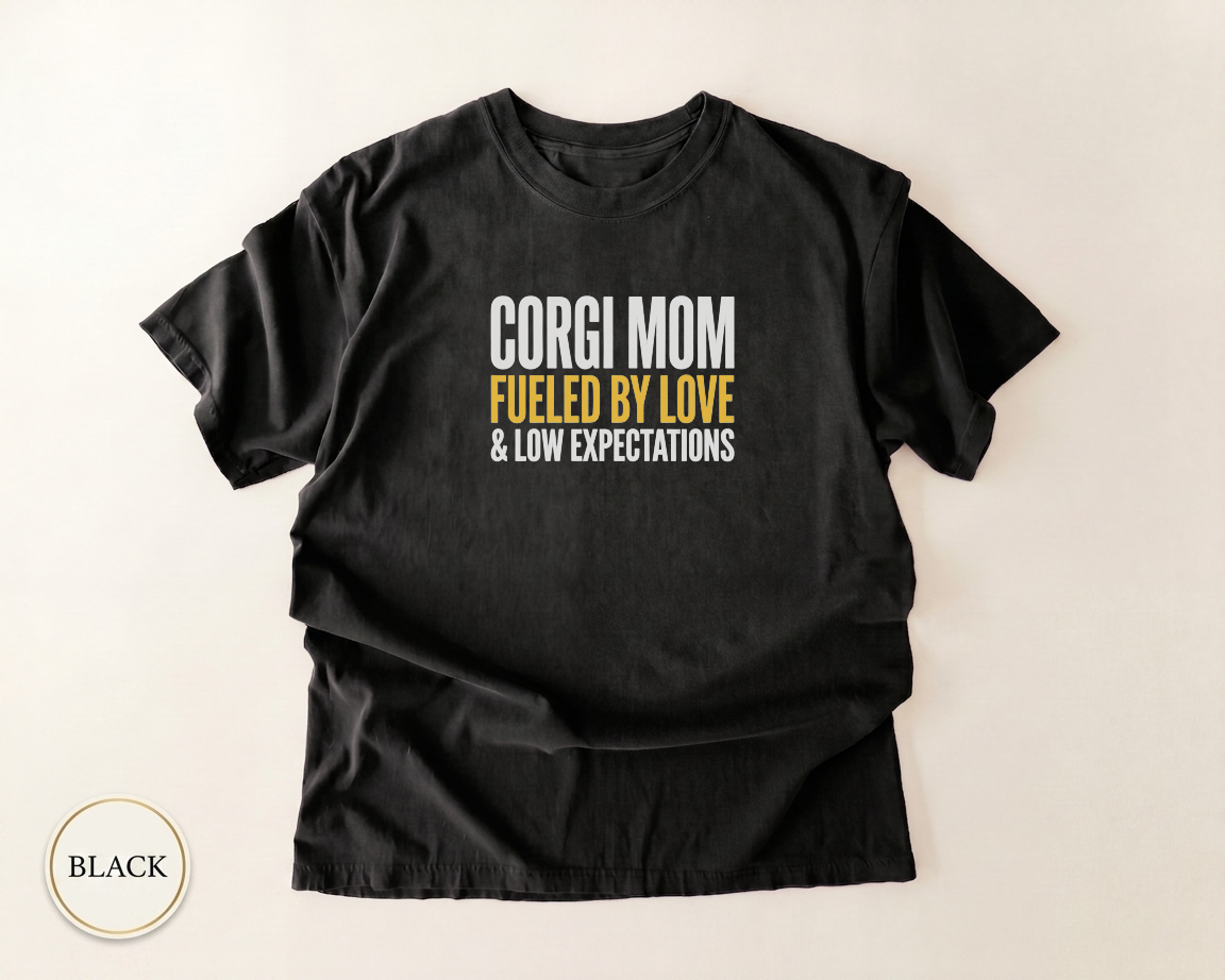 Corgi Mom Power Typography Shirt — front view