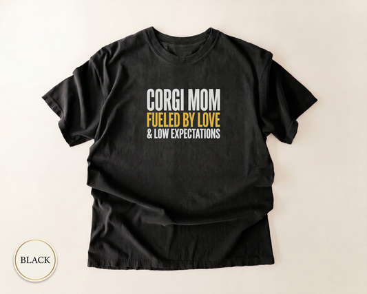Corgi Mom Power Typography Shirt — front view