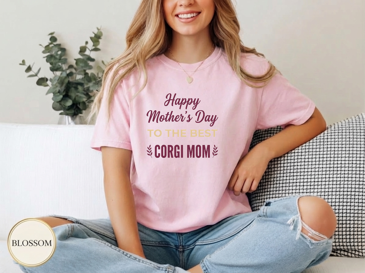 Happy Corgi Mom Day Shirt — color variant — soft washed