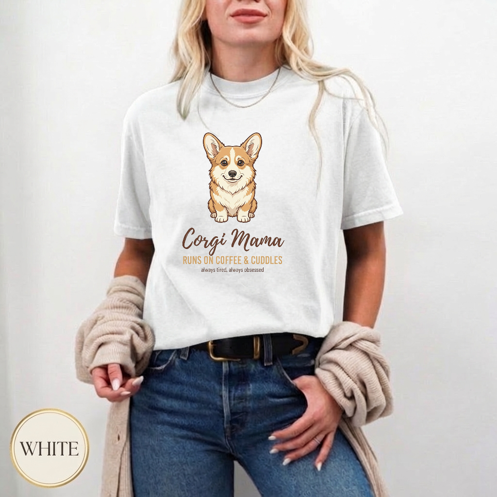 Coffee Corgi Cuddles Shirt — relaxed fit style